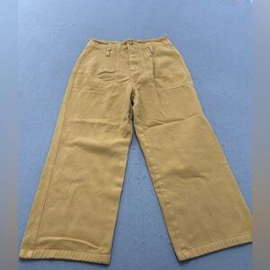 Women’s Current Air Wide Leg Cropped Pants Size Small Mustard Frayed Waist
